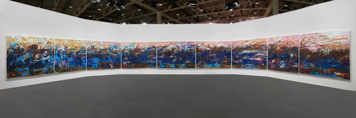Installation view: Janaina Tschäpe, To cover the earth with a new mist, 2024, Art Unlimited, Basel, 2024, photo: Pellion di Persano