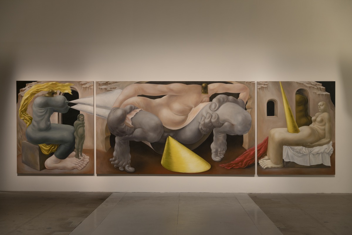 Louise Bonnet, Pisser Triptych, 2021–2022, Arsenale, Venice, 2022, photo: Robert Marossi, courtesy of La Biennale di Venezia